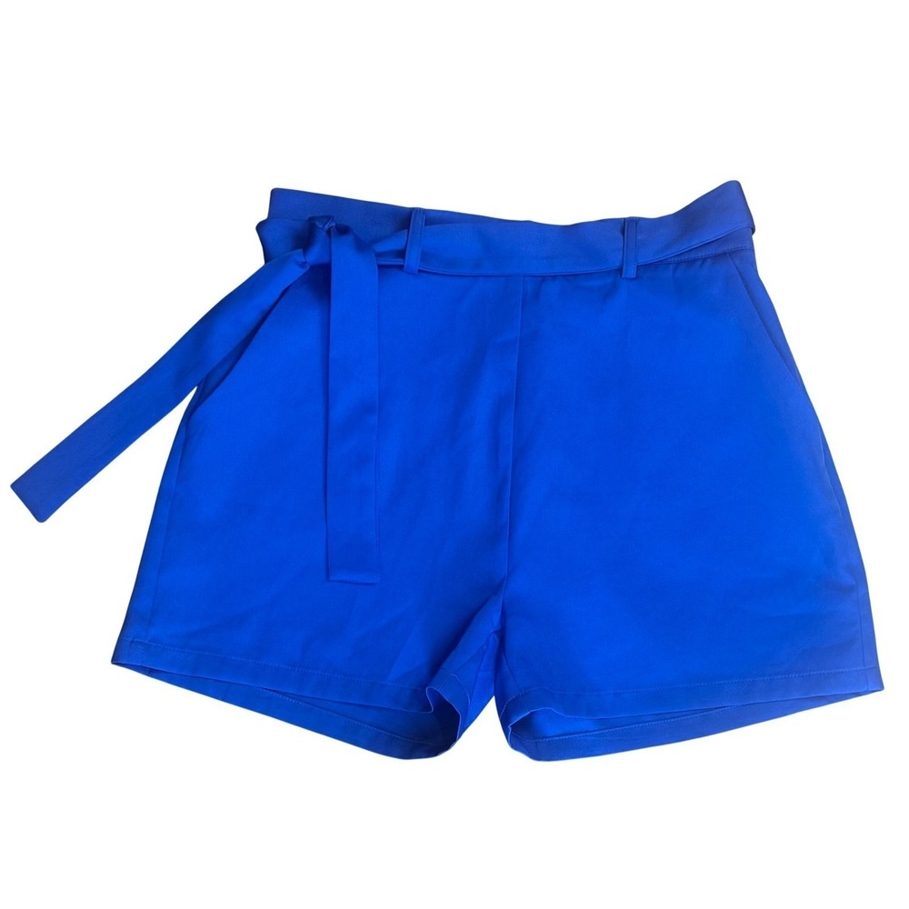 Lili Sidonio Royal Blue High Waisted Tie Belt Shorts PL1470AP Womens Size M